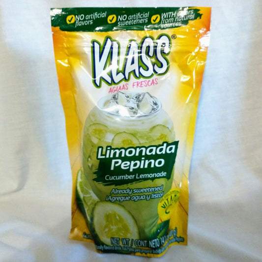 Klass Aguas Frescas Cucumber Lemonade (Limonada Pepino) Drink Mix 14 Oz Package