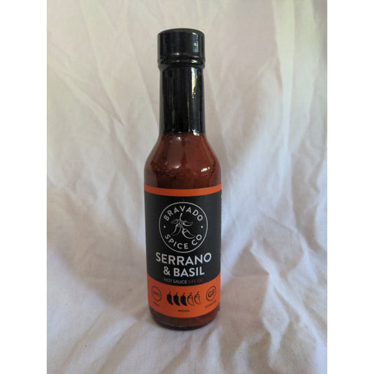 Bravado Serrano & Basil Hot Sauce 5 Ounce Glass Jar