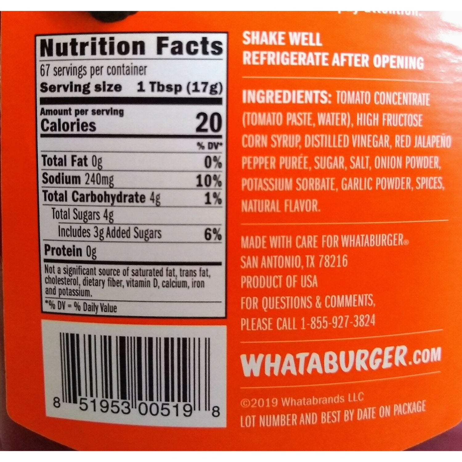 Whataburger Texas Size Spicy Ketchup 40 Oz Bottle : Grocery &  Gourmet Food