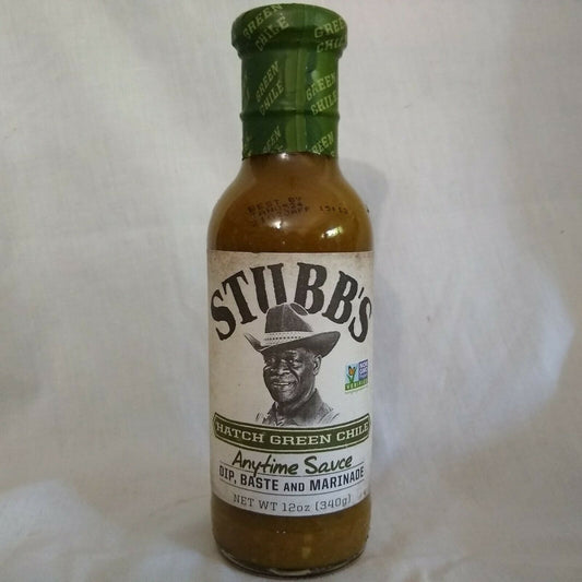 Stubb's Hatch Green Chile Anytime Sauce 12 Ounce Glass Bottle