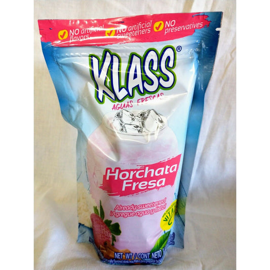 Klass Aguas Frescas Horchata Fresa (Strawberry) Drink Mix 14.1 Oz Package