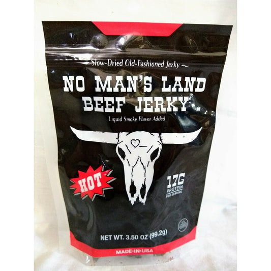 No Man's Land Beef Jerky HOT 3 Ounce Package